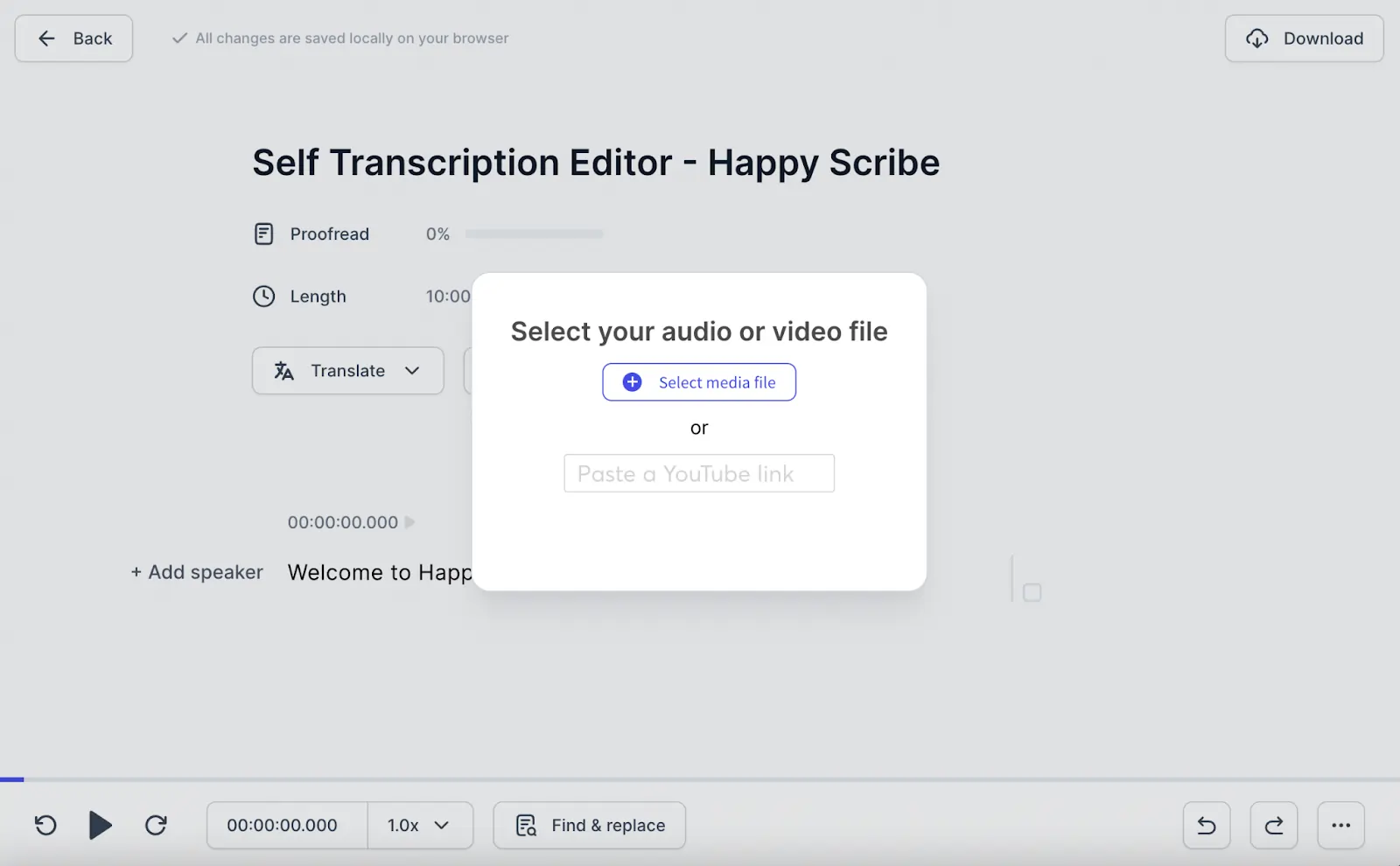 Happyscribe free transcription software